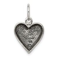 Sterling Silver Antiqued Hope 14mm Heart Pendant view 3