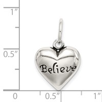 Sterling Silver Antiqued Believe Pendant view 4