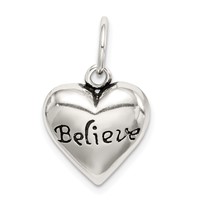Sterling Silver Antiqued Believe Pendant view 1