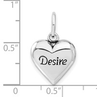 Sterling Silver Polished & Antiqued Desire Heart Pendant view 3