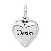 Sterling Silver Polished & Antiqued Desire Heart Pendant view 1