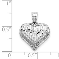Sterling Silver Rhodium-plated Diamond-cut 16mm Puffed Heart Pendant view 4
