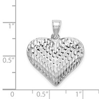 Sterling Silver Rhodium-plated Diamond-cut 23mm Puffed Heart Pendant view 4