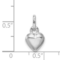 Sterling Silver Rhodium Plated Puffed Heart Charm view 4
