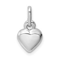 Sterling Silver Rhodium Plated Puffed Heart Charm view 1