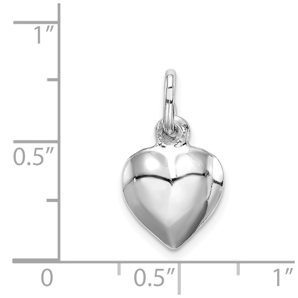 Sterling Silver Rhodium-plated Puffed Heart Charm (QC5975)