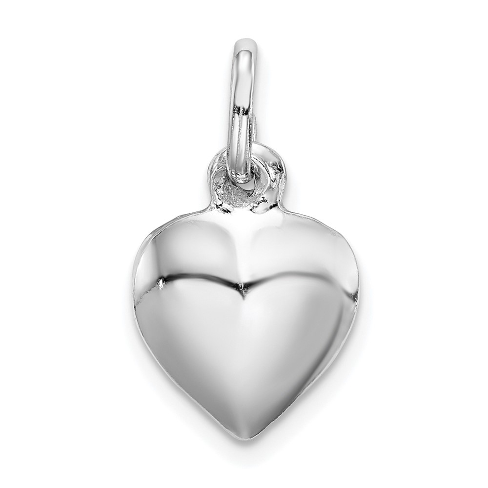Sterling Silver Rhodium-plated Puffed Heart Charm (QC5975)