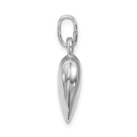 Sterling Silver Rhodium-plated Puffed Heart Charm view 2