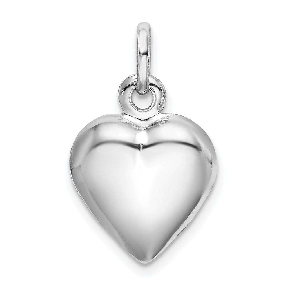 Sterling Silver Rhodium-plated Puffed Heart Charm (QC5976)