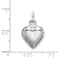 Sterling Silver Rhodium-plated Puffed Heart Charm view 4