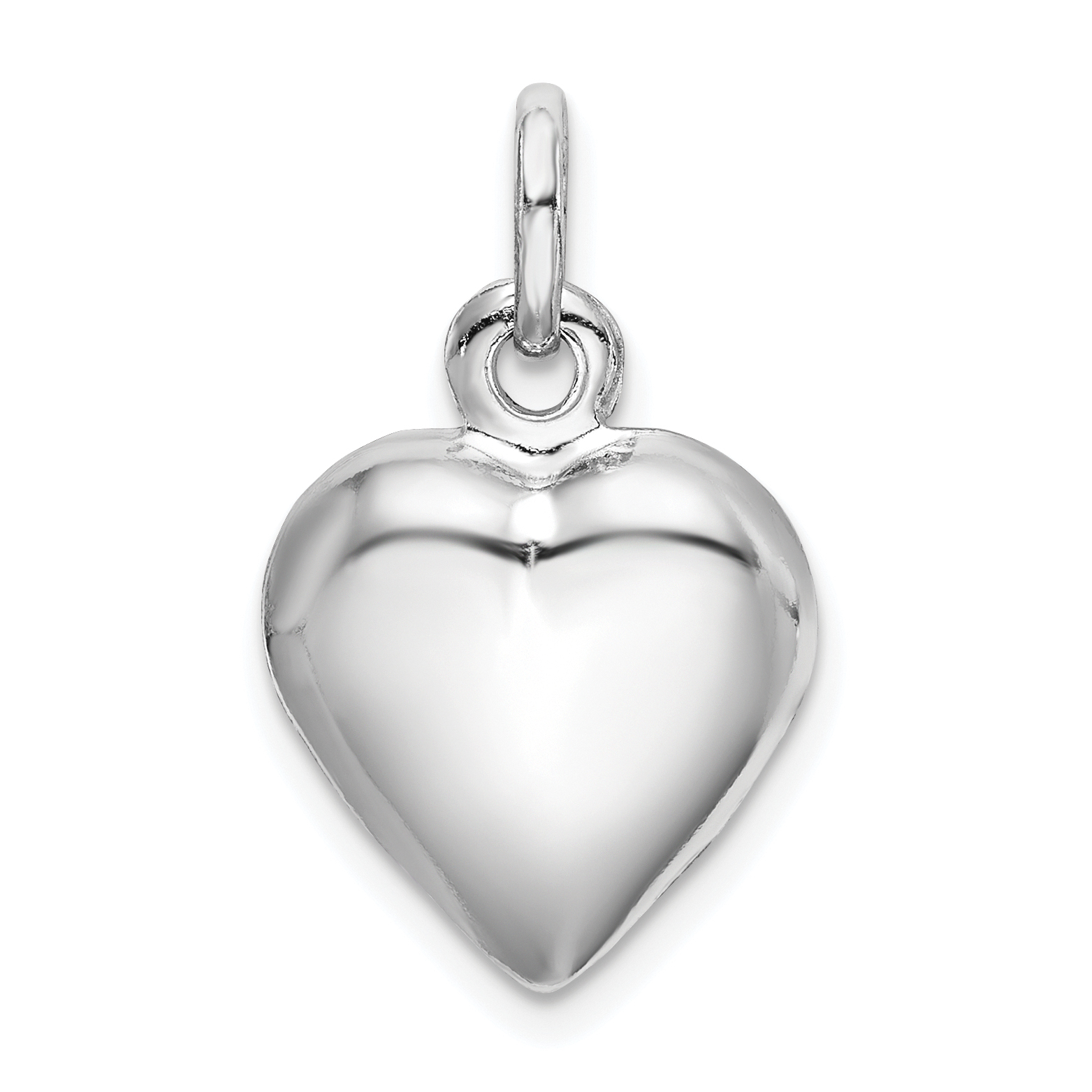 Sterling Silver Rhodium-plated Puffed Heart Charm (QC5976)