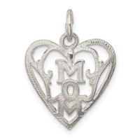 Sterling Silver Mom in Heart Pendant view 1