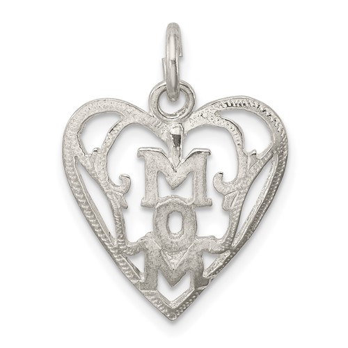 Sterling Silver Polished Mom in Heart Pendant