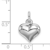 Sterling Silver Rhodium-plated Puffed Heart Charm view 4