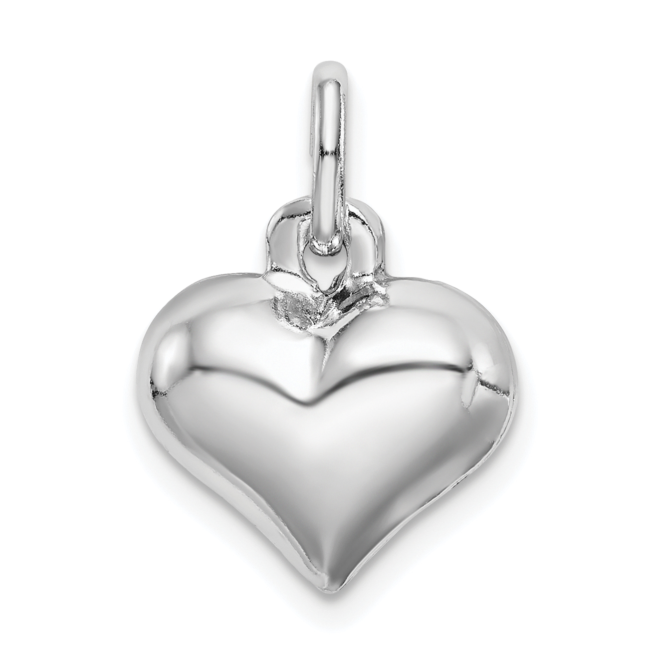 Sterling Silver Rhodium-plated Puffed Heart Charm (QC5980)