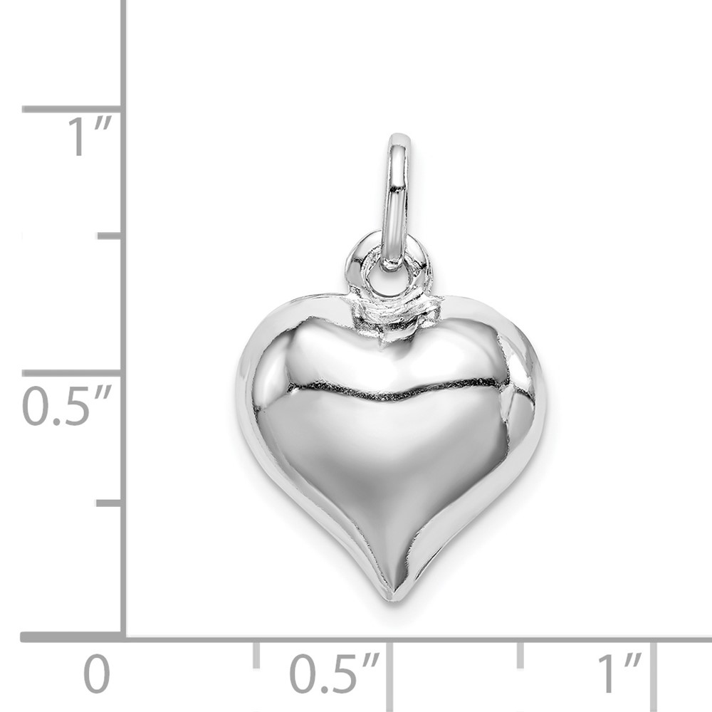 Sterling Silver Rhodium-plated Puffed Heart Charm (QC5981)