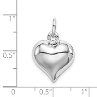 Sterling Silver Rhodium-plated 15mm Puffed Heart Charm view 4