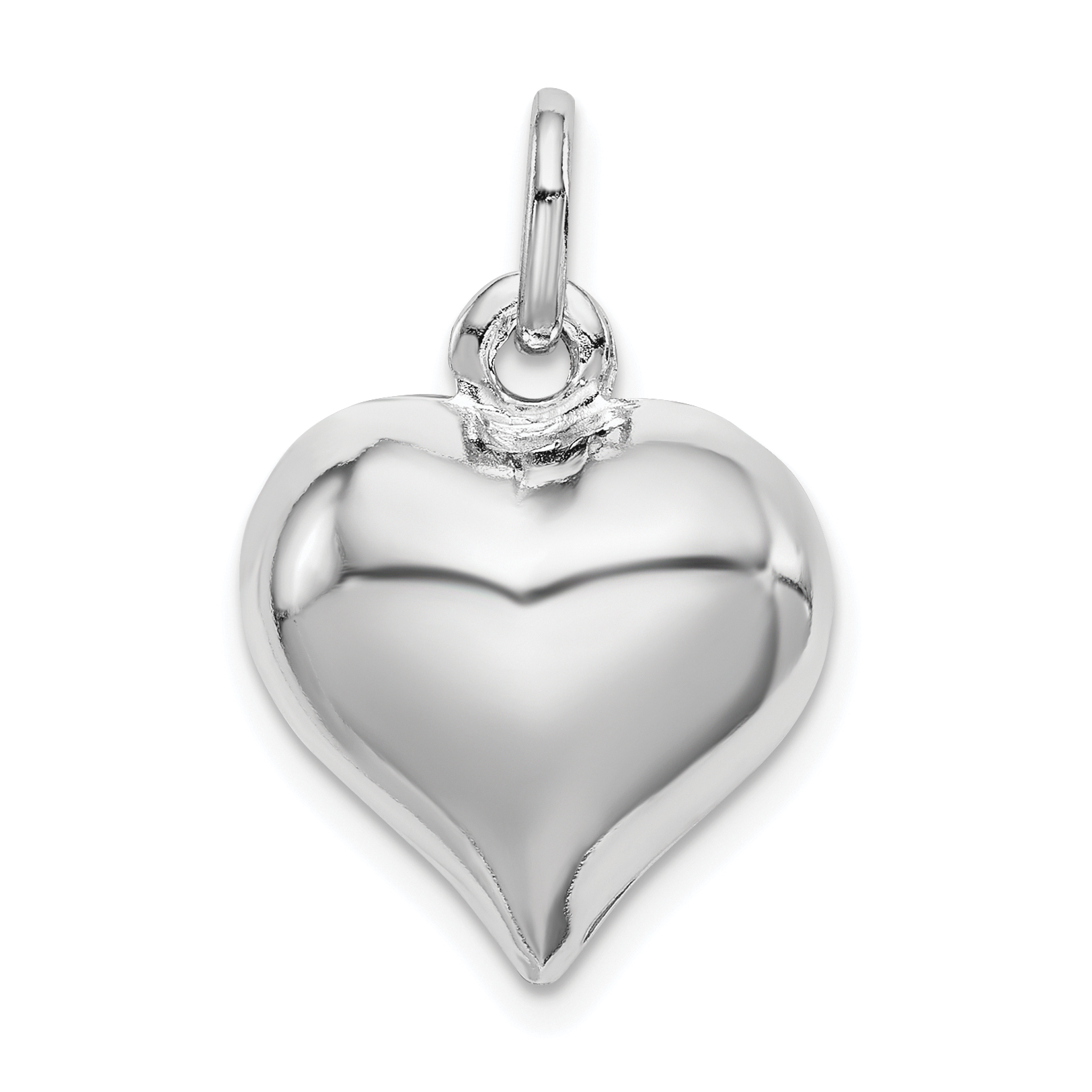 Sterling Silver Rhodium-plated Puffed Heart Charm (QC5981)