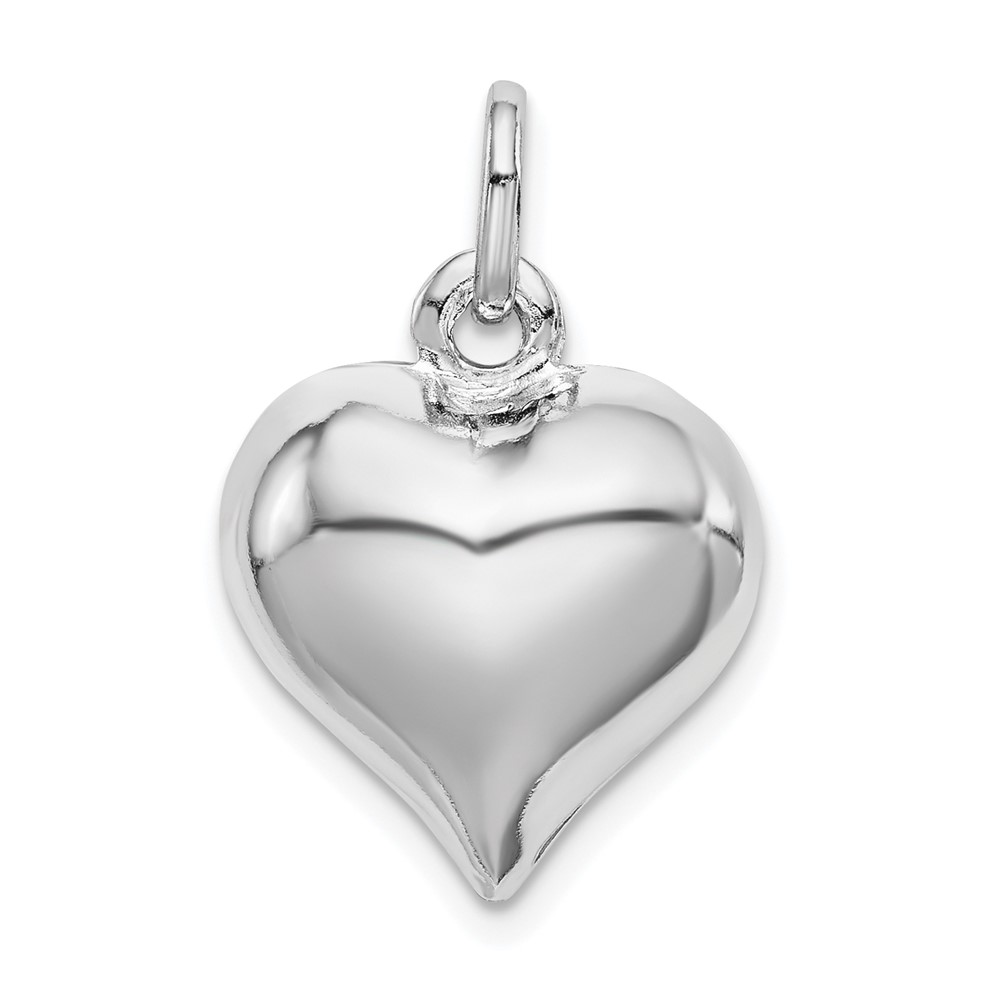 Sterling Silver Rhodium-plated Puffed Heart Charm (QC5981)