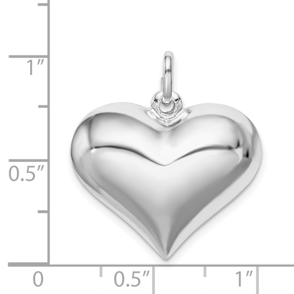 Sterling Silver Rhodium-plated Puffed Heart Pendant (QC5982)