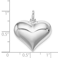 Sterling Silver Rhodium-plated Puffed Heart Pendant view 4