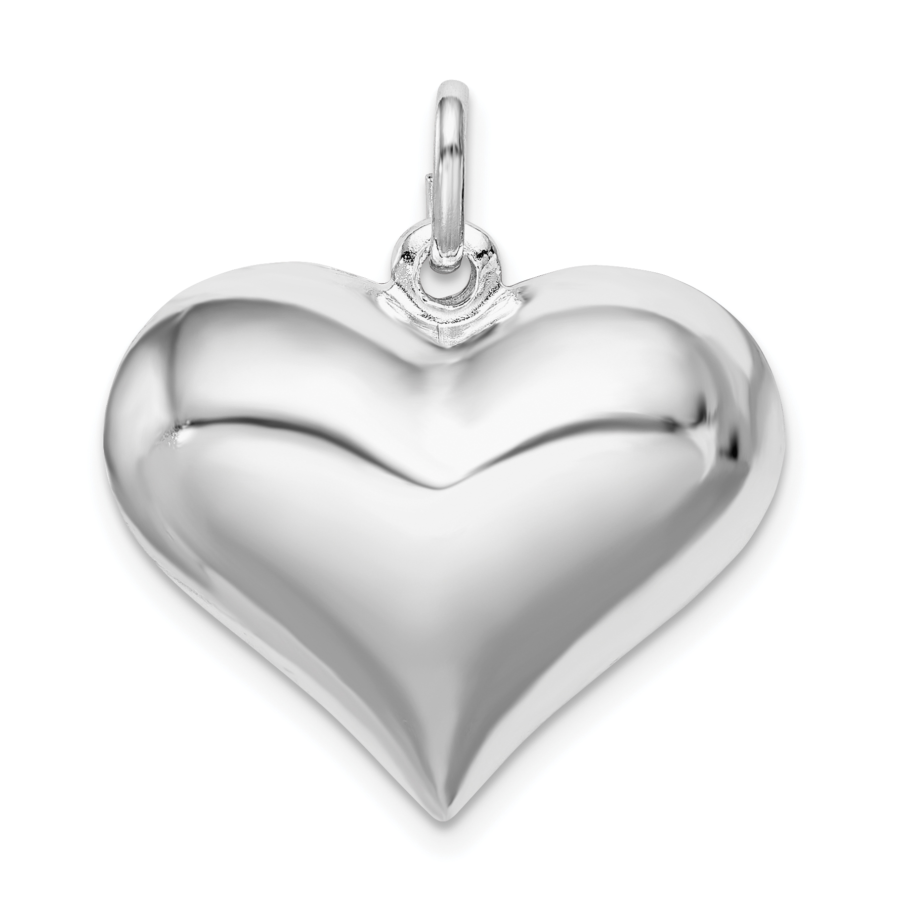 Sterling Silver Rhodium-plated Puffed Heart Pendant (QC5982)