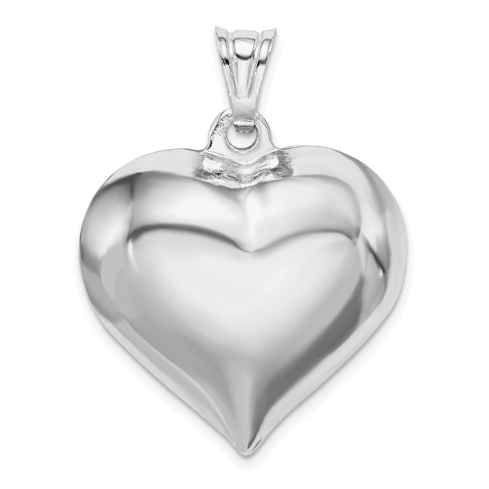 Sterling Silver Rhodium-plated Puffed Heart Pendant (QC5984)