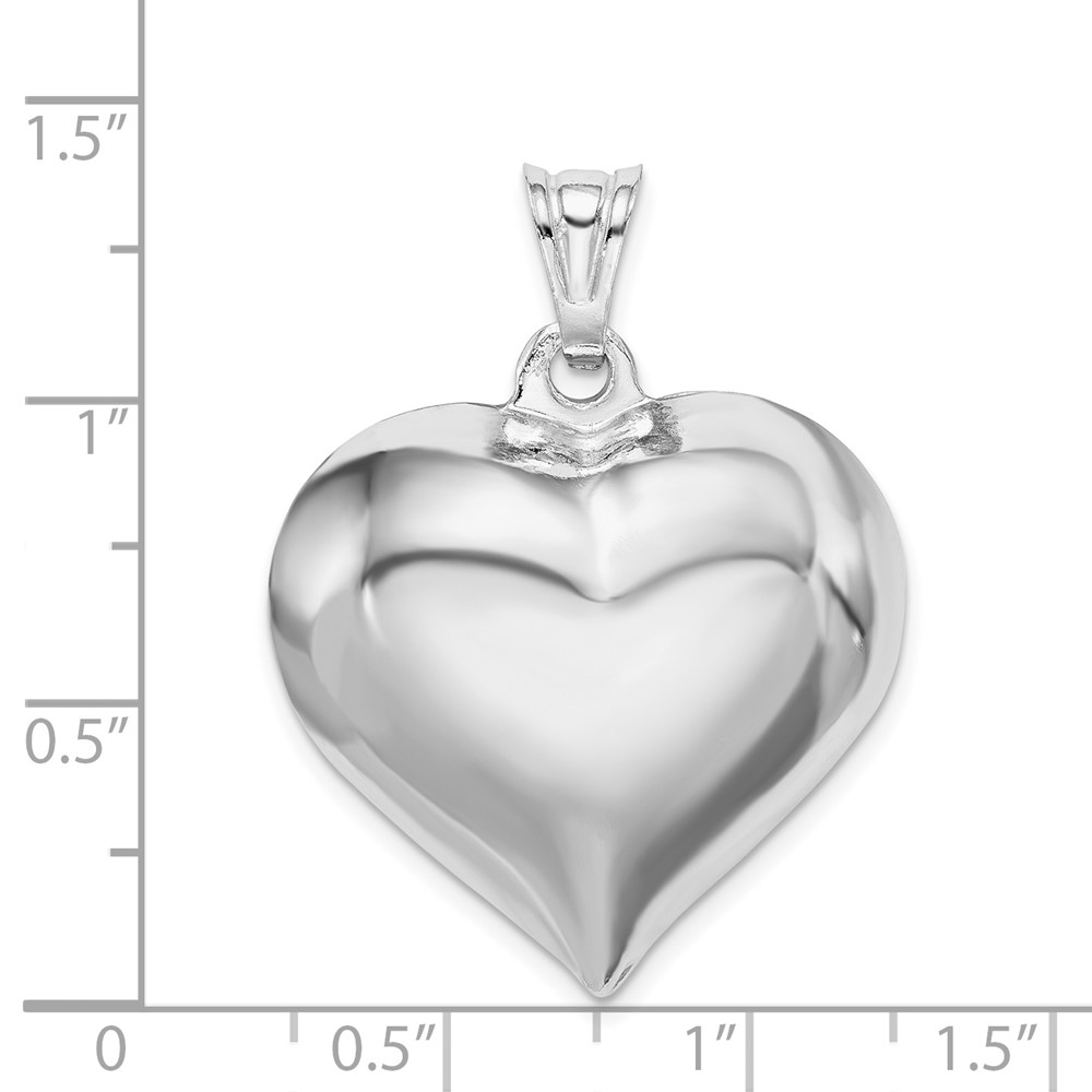 Sterling Silver Rhodium-plated Puffed Heart Pendant (QC5984)