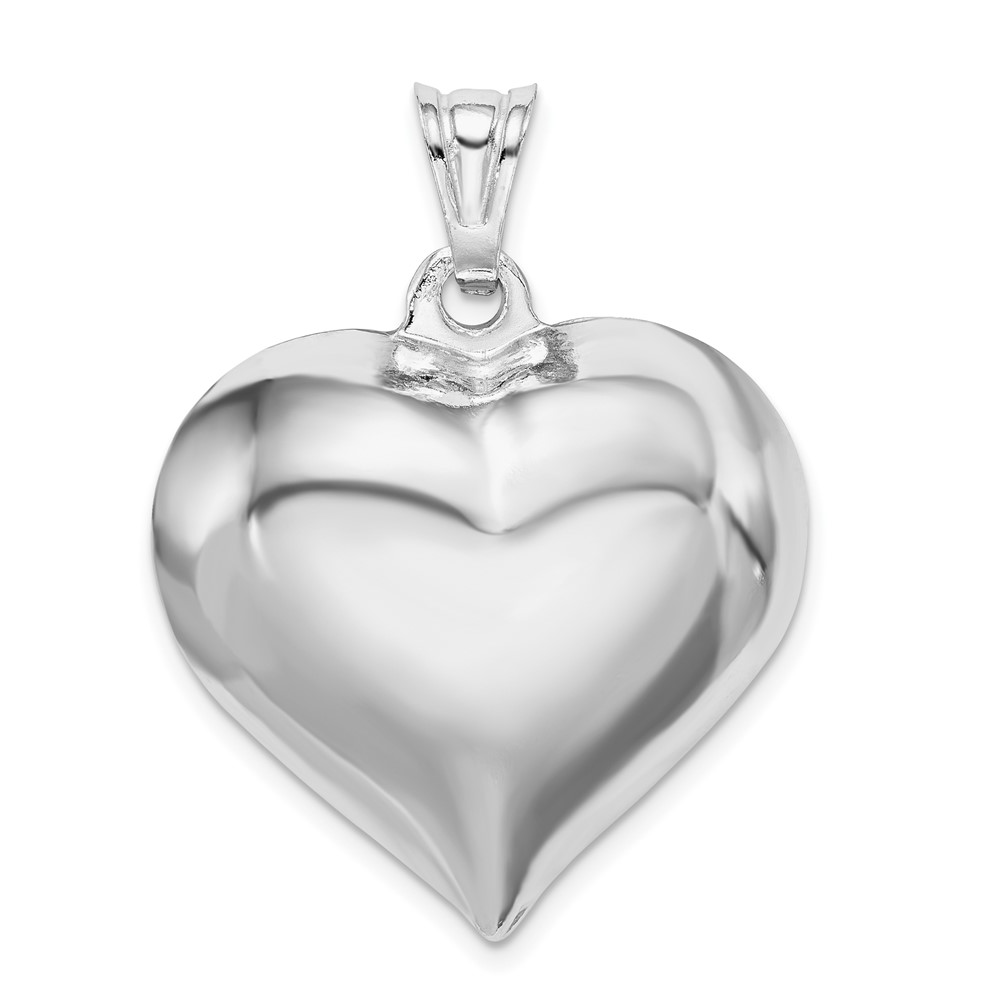 Sterling Silver Rhodium-plated Puffed Heart Pendant (QC5984)
