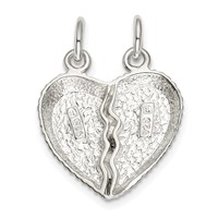 Sterling Silver Polished Best Friend 2-Piece Break-Apart Heart Pendant view 4