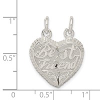 Sterling Silver Polished Best Friend 2-Piece Break-Apart Heart Pendant view 3