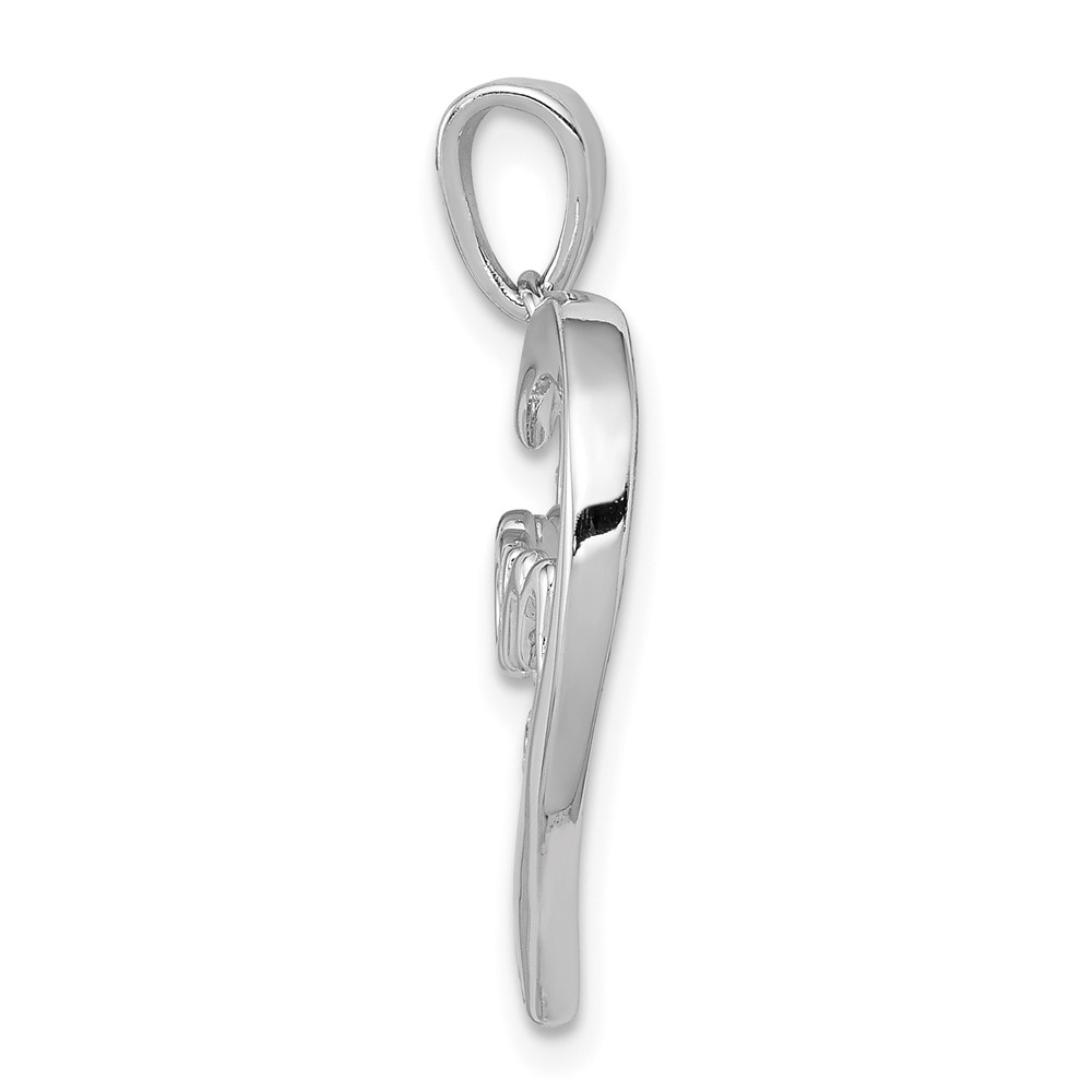 Sterling Silver Rhodium-plated MOM CZ Heart Pendant (QC5991)