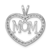 Sterling Silver Rhodium-plated CZ Open Heart Mom Pendant view 4