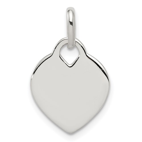 Sterling Silver Polished Engravable 14mm Heart Pendant
