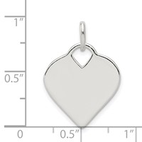 Sterling Silver Polished Engravable 18mm Heart Charm view 3