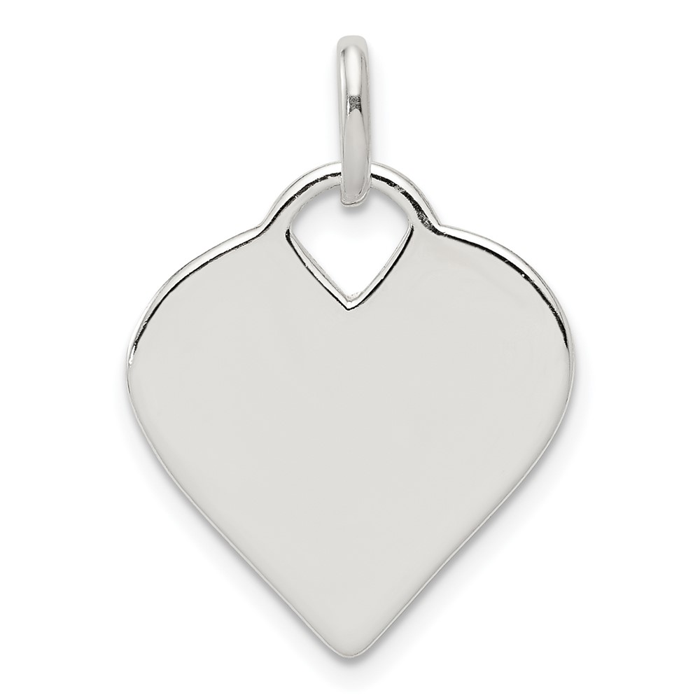 Sterling Silver Polished Engravable 18mm Heart Charm