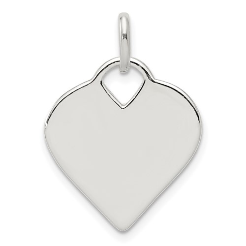 Sterling Silver Polished Engravable 18mm Heart Charm