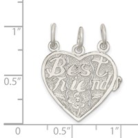 Sterling Silver Polished Best Friends 3-Piece Break-Apart Heart Pendant view 3