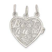 Sterling Silver Polished Best Friends 3-Piece Break-Apart Heart Pendant view 1