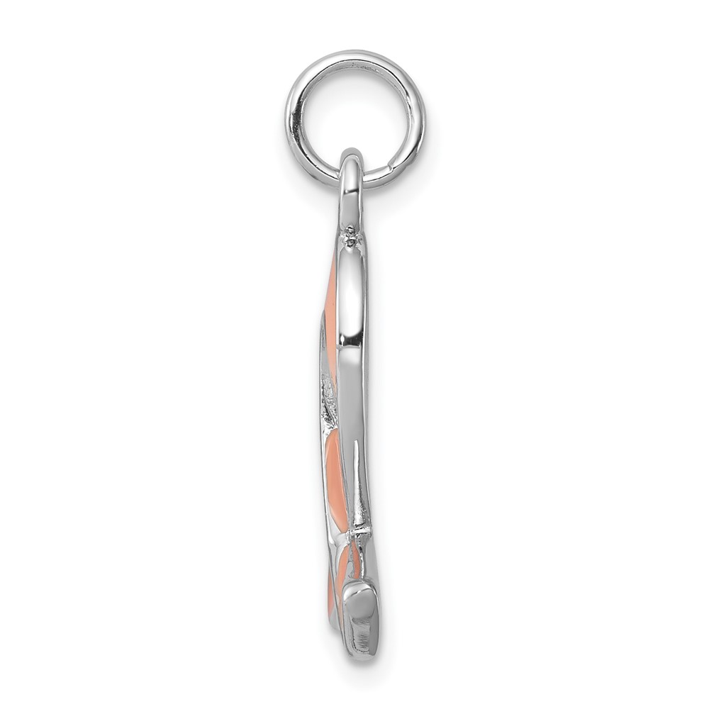 Sterling Silver Rhodium-platedEnamel Ribbon Charm (QC6011)