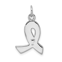 Sterling Silver Rhodium-platedEnamel Ribbon Charm view 3
