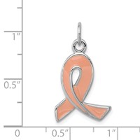 Sterling Silver Rhodium-platedEnamel Ribbon Charm view 4