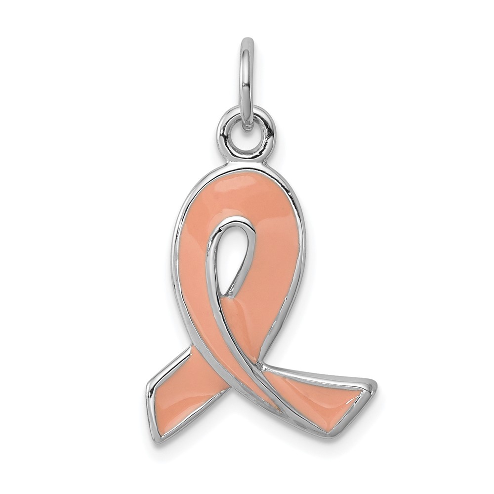 Sterling Silver Rhodium-platedEnamel Ribbon Charm (QC6011)