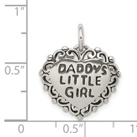 Sterling Silver Antiqued Daddys Little Girl Heart Charm view 3