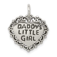 Sterling Silver Antiqued Daddys Little Girl Heart Charm view 1