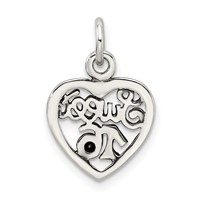 Sterling Silver Antiqued Sweet 16 Heart Charm view 4
