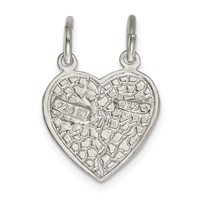 Sterling Silver Polished Best Friends 2-Piece Break-Apart Heart Pendant view 4