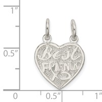 Sterling Silver Polished Best Friends 2-Piece Break-Apart Heart Pendant view 3