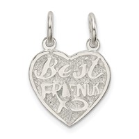 Sterling Silver Polished Best Friends 2-Piece Break-Apart Heart Pendant view 1