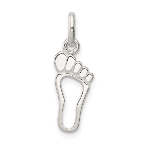 Sterling Silver Polished Cut-out Foot Charm